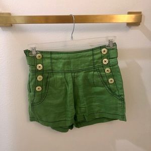 High waisted green shorts